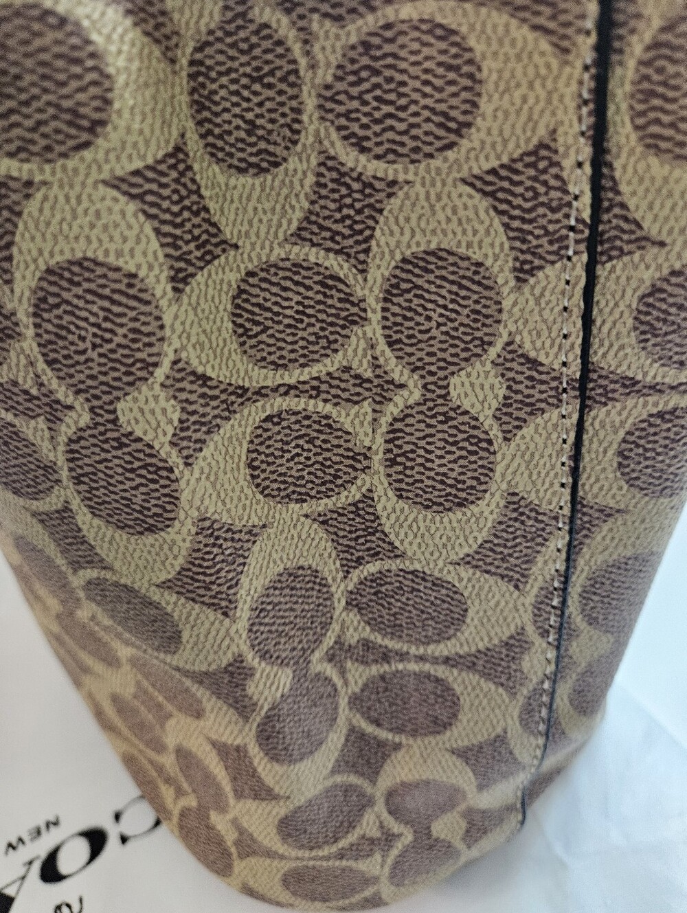 Brown Signature Canvas Drawstring Bucket Bag with Matching Pouch - Picture 3 of 9